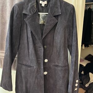 D& Co Chic Women's Dark Gray Suede Blazer